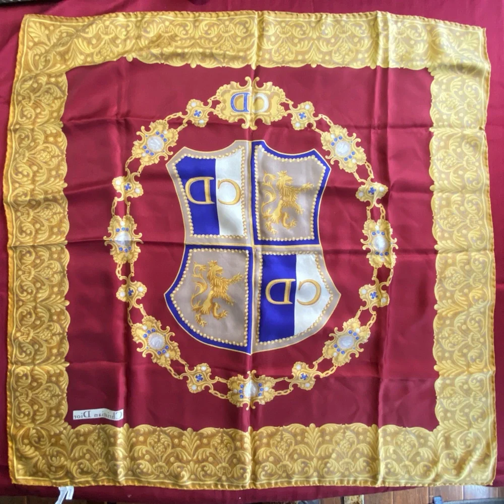 Christian Dior silk Scarf with Ornate Design